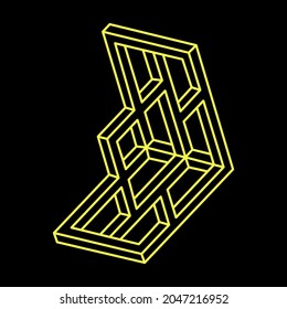 Impossible shapes logo design, optical illusion object. Optical art figure.
