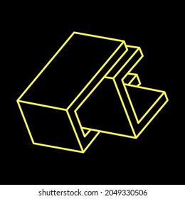 Imposible forma el diseño del logotipo, objeto de ilusión óptica. Figura de arte óptico. Arte de línea. Geometría.