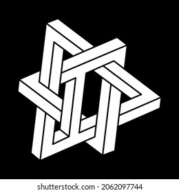 Impossible shapes logo design, optical illusion object. Optical art. Sacred geometry figure. Escher style.