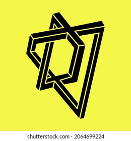 Impossible shapes logo design, optical illusion object. Escher paradox. Optical art. Sacred geometry figures.