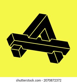 Imposible forma el diseño del logotipo, objeto de ilusión óptica. Arte óptico. Cifras de geometría sagrada.