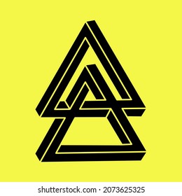 Imposible forma el diseño del logotipo, objeto de ilusión óptica. Figuras de arte óptico. Geometría.