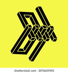 Impossible shapes logo design, optical illusion object. Optical art. Sacred geometry figures.