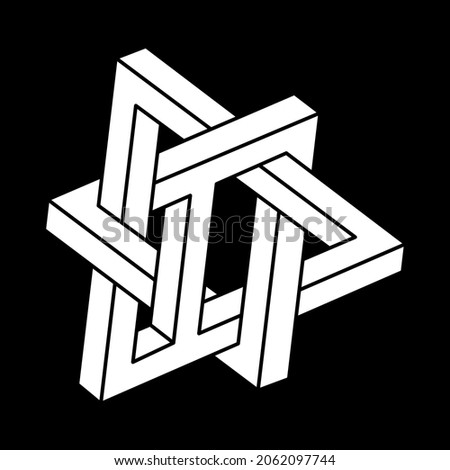 Impossible shapes logo design, optical illusion object. Optical art. Sacred geometry figure. Escher style.
