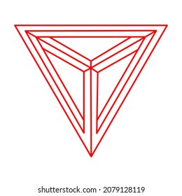 Impossible shapes. Logo. Optical illusion. Abstract eternal geometric object. Line art. Impossible endless outline. Impossible geometry symbol on a white background. Optical art. Escher paradox.
