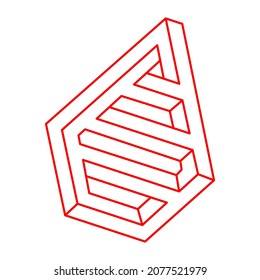 Impossible shapes. Logo. Sacred geometry figure. Optical illusion. Abstract eternal geometric object. Impossible endless outline. Optical art. Impossible geometry shape on a white background.