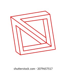 Impossible shapes. Logo. Sacred geometry figure. Optical illusion. Abstract eternal geometric object. Impossible endless outline. Optical art. Impossible geometry shape on a white background.
