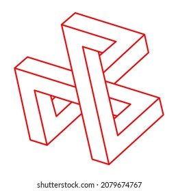 Impossible shapes. Logo. Sacred geometry figures. Optical illusion. Abstract eternal geometric object. Line art. Optical art. Impossible geometry shape on a white background. Escher paradox.