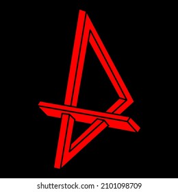 Impossible shapes. Logo. Sacred geometry figures. Optical illusion. Abstract eternal geometric objects. Impossible endless outline. Optical art. Impossible geometry shape on a black background.