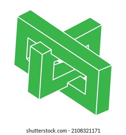 Impossible shapes. Logo. Sacred geometry figure. Optical illusion. Abstract eternal geometric object. Impossible endless outline. Optical art. Impossible geometry shape on a white background.