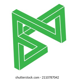 Impossible shapes. Logo. Sacred geometry figure. Optical illusion. Abstract eternal geometric object. Impossible endless outline. Optical art. Impossible geometry shape on a white background.