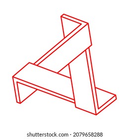 Impossible shapes. Optical illusion. Abstract eternal geometric object. Escher style. Impossible geometry symbol on a white background. Optical art. Line art.