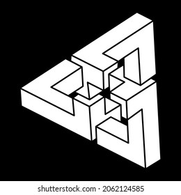 Formas imposibles. Ilusión óptica. Estilo Escher. Resumen de objeto geométrico eterno. Arte óptico.