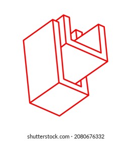 Impossible shapes, optical illusion figure, vector. Escher paradox. Logo. Optical art objects. Geometry.
