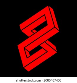 Impossible shapes, optical illusion figure, vector. Logo. Escher paradox. Optical art object. Geometry.