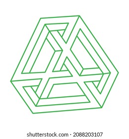 Impossible shapes, optical illusion figure, vector. Escher paradox. Logo. Optical art object. Geometry.