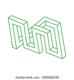 Unmögliche Formen, optische Täuschung, Vektorgrafik. Logo. Escher Paradox. Optische Kunstobjekte. Geometrie.