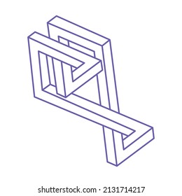 Formas imposibles, figuras de ilusión óptica, vector. Paradoja de Escher. Objetos de arte óptico. Geometría moderna logotipo en el moderno color 2022 Muy Peri.