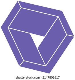 Formas imposibles, figuras de ilusión óptica, vector. Paradoja de Escher. Objetos de arte óptico. Logo moderno geométrico.