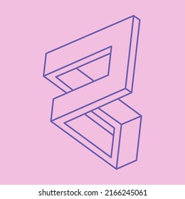 Formas imposibles, figuras de ilusión óptica, vector. Paradoja. Objetos de arte óptico. Logo moderno geométrico.
