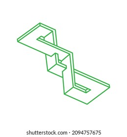 Impossible shapes, optical illusion logo, vector. Optical art objects. Geometric figures.