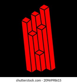 Impossible shapes, optical illusion logo, vector. Optical art objects. Geometric figures.