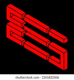 Impossible shapes, optical illusion logo, vector. Optical art object. Geometric figure.
