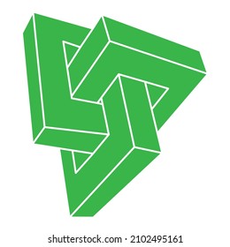 Impossible shapes. Optical illusion logo. Abstract eternal geometric objects. Impossible endless outline. Impossible geometry symbol on a white background. Optical art.