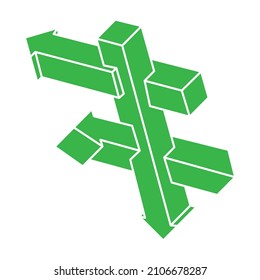 Impossible shapes. Optical illusion logo. Abstract eternal geometric object. Impossible endless outline arrows. Impossible geometry symbol on a white background. Optical art figures.