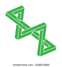 Impossible shapes. Optical illusion logo. Sacred geometry figures. Abstract eternal geometric objects. Impossible endless outline. Optical art. Impossible geometry shape on a white background.