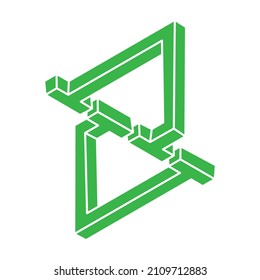 Impossible shapes. Optical illusion logo. Sacred geometry figures. Abstract eternal geometric objects. Impossible endless outline. Optical art. Impossible geometry shape on a white background.