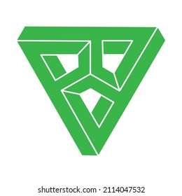 Impossible shapes, optical illusion logo, vector triangle. Optical art objects. Geometric figures.