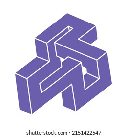 Impossible shapes, optical illusion logo, vector. Optical art objects. Geometric figures.