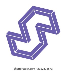 Impossible shapes, optical illusion logo, vector. Optical art objects. Geometric figures.
