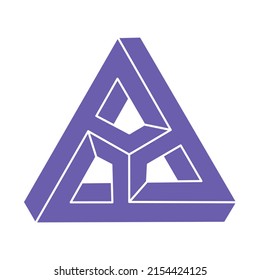 Impossible shapes, optical illusion logo, vector triangle. Optical art objects. Geometric figures.