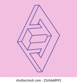 Unmögliche Formen, optisches Illusionslogo, Vektormuster. Optische Kunstobjekte. Geometrische Zahlen.
