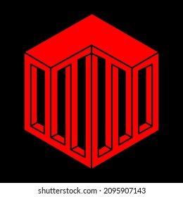 Impossible shapes. Optical illusion modern logo. Sacred geometry figure. Abstract eternal geometric object. Impossible endless outline. Optical art. Impossible geometry shape on a black background.