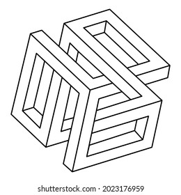Impossible shapes. Optical illusion object. Op art.