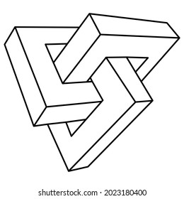 Impossible shapes. Optical illusion objects. Vector illustration isolated on a white. Sacred geometry figure. Shape on a white background. Optical art. Line art.