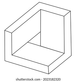 Impossible shapes, optical illusion objects. Sacred geometry figure. Op art.