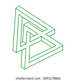 Formas imposibles. Ilusión óptica. Cifras sagradas de geometría. Resumen de objetos geométricos eternos. Logotipo. Imposible contorno interminable. Arte óptico. Forma de geometría imposible sobre un fondo blanco.