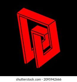 Impossible shapes. Optical illusion. Sacred geometry figures. Abstract eternal geometric objects. Impossible endless outline. Optical art. Impossible geometry shape on a black background. Modern logo.