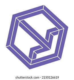Impossible shapes. Optical illusion. Sacred geometry figures. Abstract eternal geometric objects. Impossible endless outline. Optical art. Impossible geometry shape on a white background. Logo.