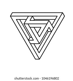 Impossible shapes. Optical Illusion. Vector Illustration isolated on white. Sacred geometry. Black lines on a white background