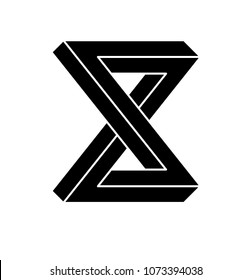 Impossible shapes. Optical Illusion. Vector Illustration isolated on white. Sacred geometry. Black shapes on a white background.