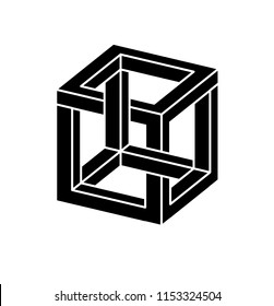 Impossible shapes. Optical Illusion. Vector Illustration isolated on white. Sacred geometry. Black shapes on a white background.