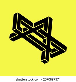 Impossible shapes, optical illusion, vector. Optical art object. Geometric figures.