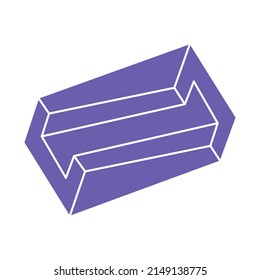 Impossible shapes, optical illusion, vector. Optical art objects. Logo in trendy 2022 Very Peri color. Geometric figures.