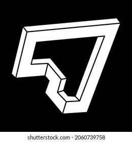 Impossible shapes. Sacred geometry figure. Optical illusion. Abstract eternal geometric object. Optical art. Escher style.