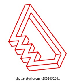 Formas imposibles. Figura sagrada de la geometría. Logotipo. Ilusión óptica. Resumen de objetos geométricos eternos. Imposible contorno interminable. Arte óptico. Forma de geometría imposible sobre un fondo blanco.
